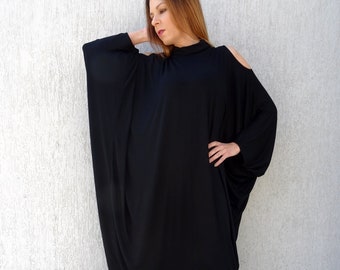 Black Kaftan/Black Maxi Dress/Kaftan Dress/Plus Size Dress/Oversize Dress/Long Dress/Long Sleeve Dress/Women Kaftan/Asymmetric Dress/YANORA