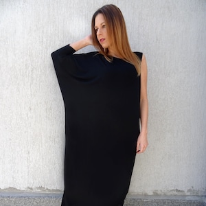 Kaftan Dress/Black Kaftan/Plus Size Dress/Oversize Dress/Women Kaftan/Black Maxi Dress/Asymmetric Dress/Long Dress/Womens Dress/YANORA image 1