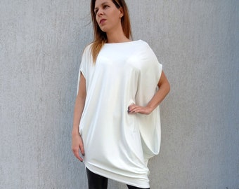 Plus Size Tunic/White Tunic/Oversize Tunic/Womens Tunic/Asymmetric Tunic/Tunic Dress/Maxi Dress/Summer Tunic/Black Tunic/Long Tunic/YANORA