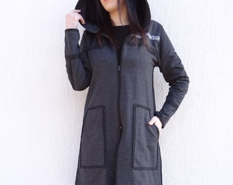 Asymmetric Coat/Extravagant Coat/Long Sleeve Coat/Plus Size Coat/Long Coat/Cotton Coat/Hooded Coat/Trench Coat/Casual Coat/Maxi Coat/YANORA