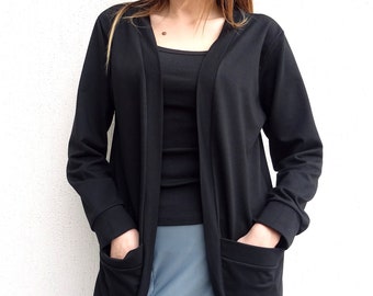 Womens Black Coat/Plus Size Coat/Black Coat/Cotton Coat/Long Sleeve Coat/Trench Coat/Maxi Coat/Long Coat/Oversize Coat/Casual Coat/YANORA