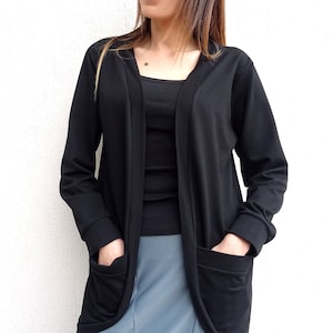 Womens Black Coat/Plus Size Coat/Black Coat/Cotton Coat/Long Sleeve Coat/Trench Coat/Maxi Coat/Long Coat/Oversize Coat/Casual Coat/YANORA