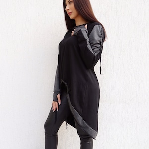 Extravagant Tunic/Black Women Tunic/Plus Size Tunic/Casual Tunic/Thumb Hole Sleeve Tunic/Comfy Tunic/Asymmetric Tunic/YANORA
