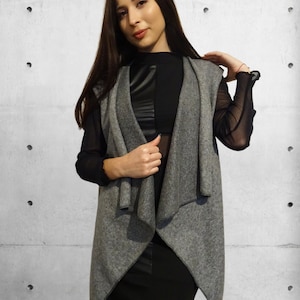 Plus Size Vest/Asymmetric Vest/Black Vest/Oversize Vest/Wool Coat/Casual Vest/Women Vest/Loose Vest/Comfy Vest/Wool Vest/YANORA
