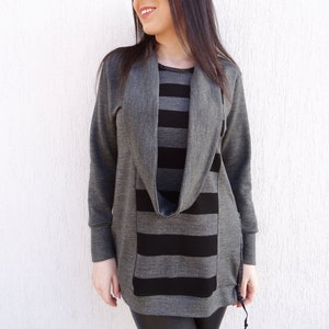 Black Asymmetric Sweater/Oversized Sweater/Warm Sweater/Plus Size Sweater/Women Tunic/Comfy Sweater/Extravagant Black Tunic/Yanora