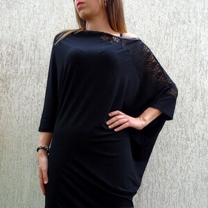 Women Black Tunic/Women Tunic/Tunic Dress/Plus Size Tunic/Tunics for Women/Black Maxi Dress/Plus Size/Oversize Tunic/Asymmetric Tunic/YANORA