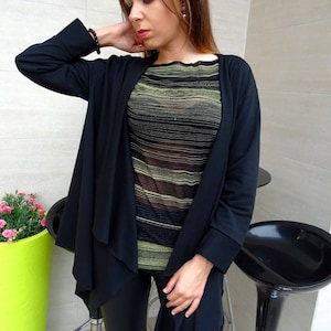 Black Coat/Asymmetric Coat/Long Coat/Oversized Coat/Women Coat/Fall Coat/Warm Coat/Cotton Coat/Winter Coat/Long Sleeve Coat/YANORA