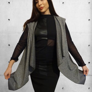 Oversize Vest/Plus Size Vest/Asymmetric Vest/Black Vest/Wool Coat/Casual Vest/Women Vest/Loose Vest/Comfy Vest/Wool Vest/YANORA