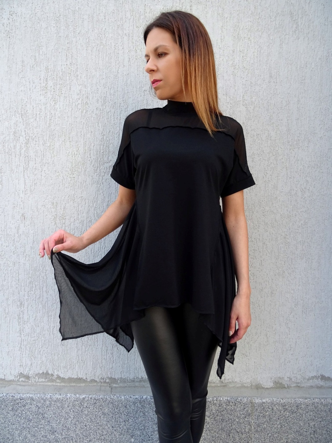 Black Tunic/asymmetric Tunic/plus Size Tunic/polo Tunic/womens Tunic/oversize  Tunic/tunic Top/tulle Top/womens Top/summer Tunic/yanora -  UK