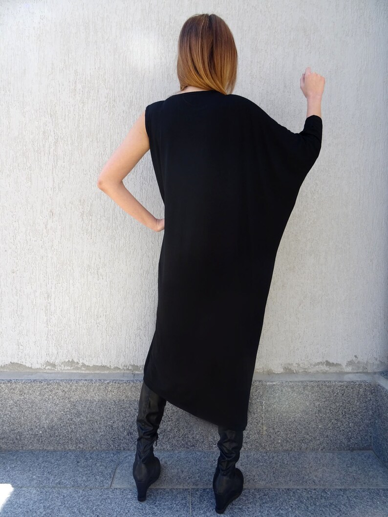 Kaftan Dress/Black Kaftan/Plus Size Dress/Oversize Dress/Women Kaftan/Black Maxi Dress/Asymmetric Dress/Long Dress/Womens Dress/YANORA image 5