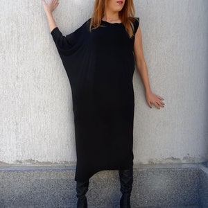 Kaftan Dress/Black Kaftan/Plus Size Dress/Oversize Dress/Women Kaftan/Black Maxi Dress/Asymmetric Dress/Long Dress/Womens Dress/YANORA image 4