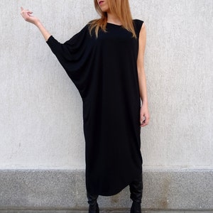 Kaftan Dress/Black Kaftan/Plus Size Dress/Oversize Dress/Women Kaftan/Black Maxi Dress/Asymmetric Dress/Long Dress/Womens Dress/YANORA image 2