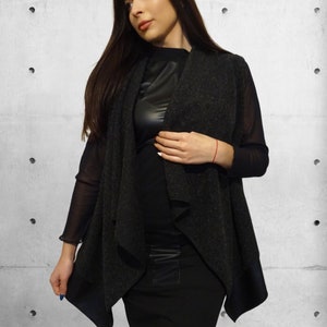 Plus Size Vest/Asymmetric Vest/Black Vest/Wool Coat/Casual Vest/Women Vest/Oversize Vest/Loose Vest/Comfy Vest/Wool Vest/YANORA