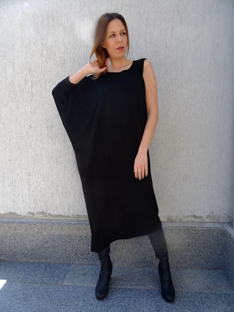 Kaftan Dress/Black Kaftan/Plus Size Dress/Oversize Dress/Women Kaftan/Black Maxi Dress/Asymmetric Dress/Long Dress/Womens Dress/YANORA image 6