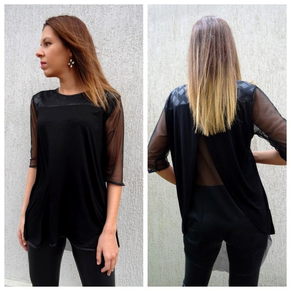 ladies black tunic top