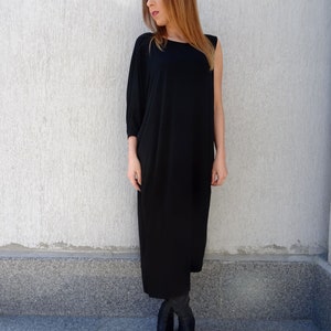 Kaftan Dress/Black Kaftan/Plus Size Dress/Oversize Dress/Women Kaftan/Black Maxi Dress/Asymmetric Dress/Long Dress/Womens Dress/YANORA image 3