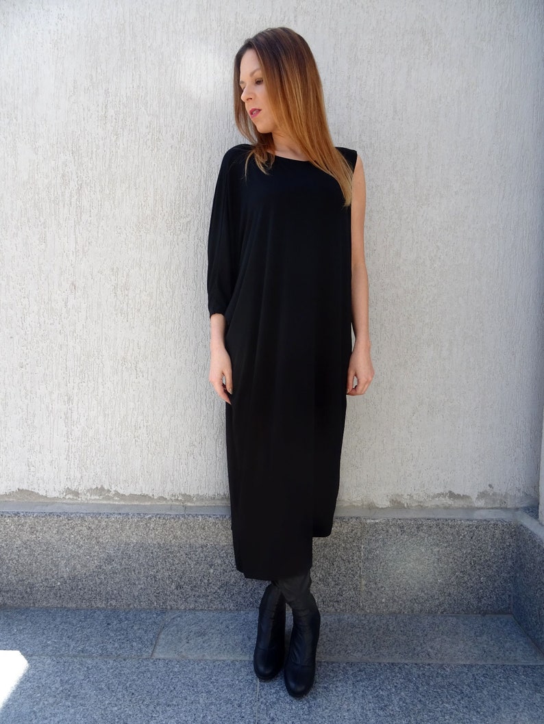 Kaftan Dress/Black Kaftan/Plus Size Dress/Oversize Dress/Women Kaftan/Black Maxi Dress/Asymmetric Dress/Long Dress/Womens Dress/YANORA image 3