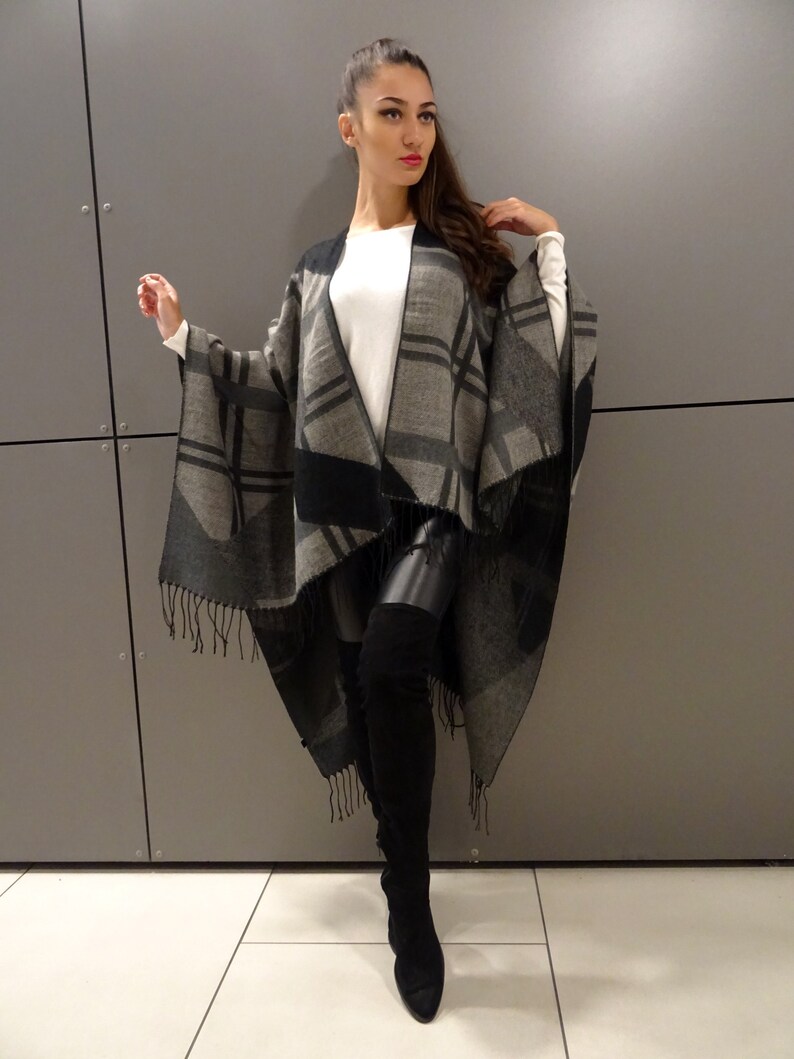 Womens PonchoPoncho WrapWinter Wool ScarfPlus Size PonchoBoho PonchoWomens Long ScarfWool PonchoPoncho CapeOversize PonchoYANORA