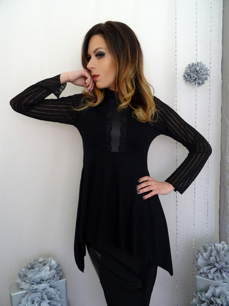 Black Tunic/asymmetric Tunic/womens Tunic/long Sleeve Etsy