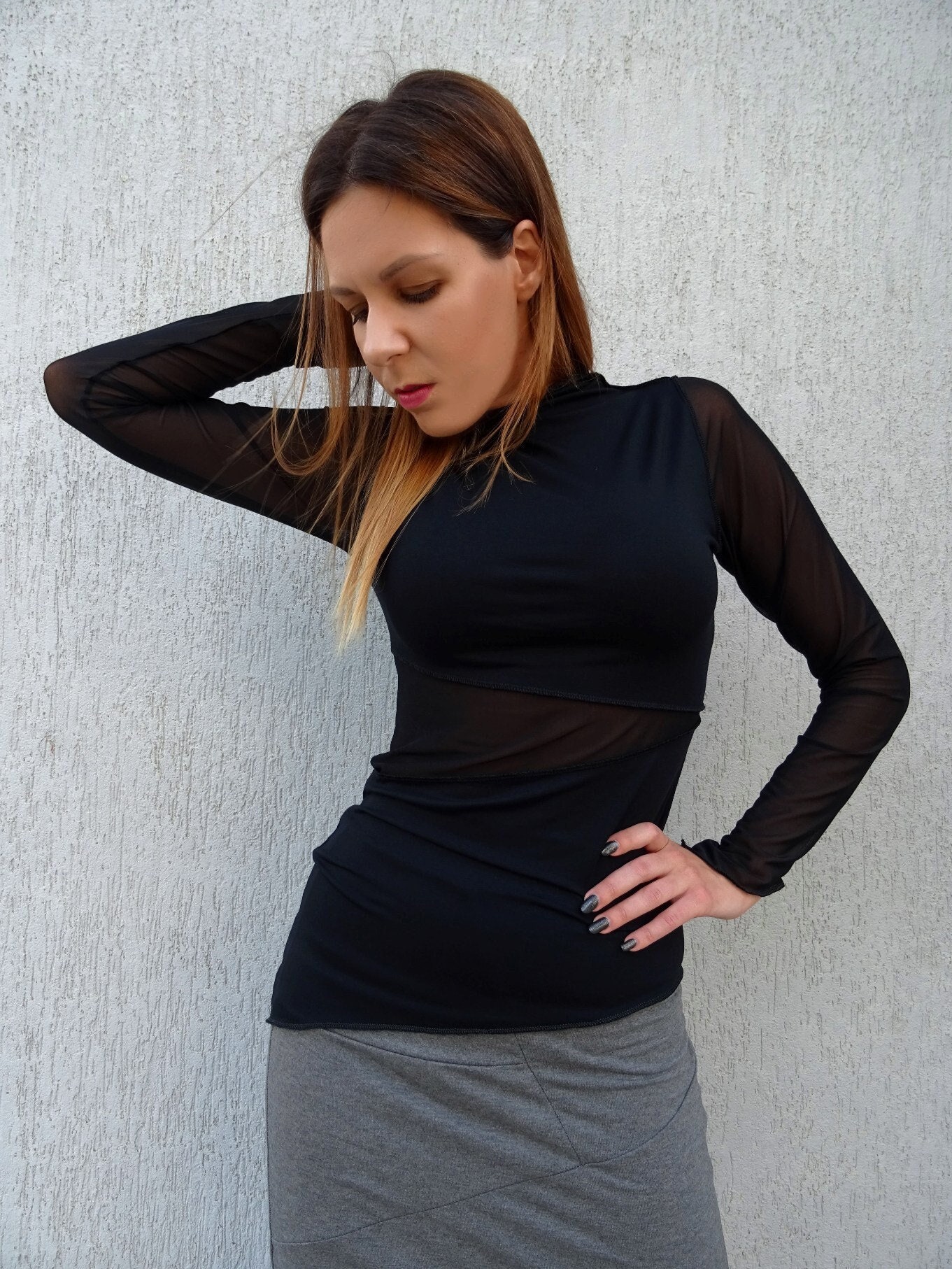 red mesh top plus size