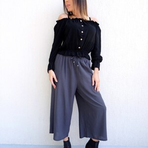 Palazzo Pants/Short Pants/Wide Leg Pants/Grey Pants/Summer Pants/Cotton Pants/Loose Pants/Plus Size Pants/Maxi Pants/Women Pants/YANORA image 5