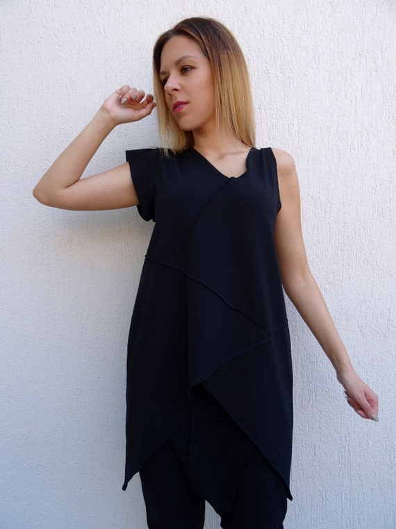 Asymmetric Tunic/black Tunic/womens Tunic/plus Size Tunic
