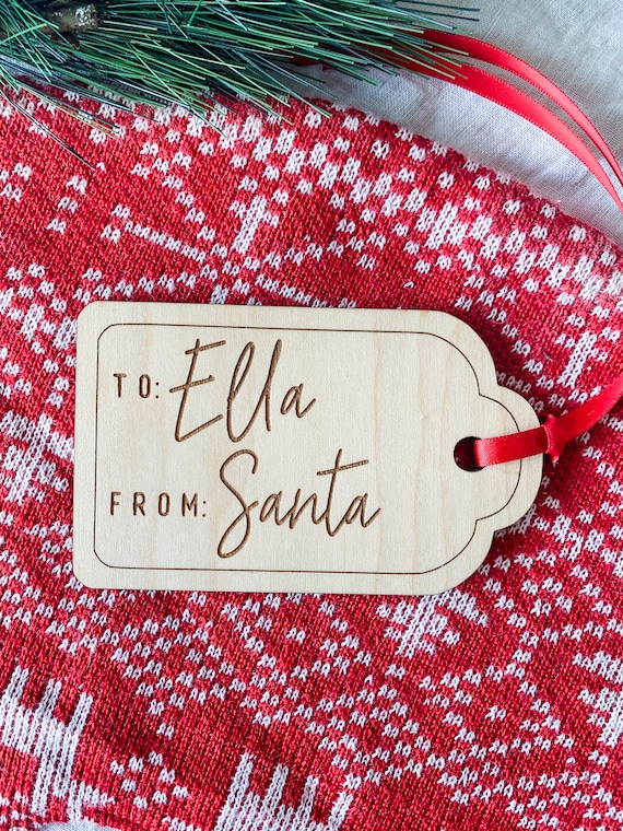 Personalized From Santa Wood Gift Tag