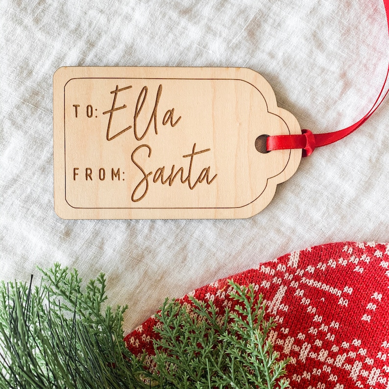 From Santa Christmas Gift Tag Personalized Santa Gift Tag Etsy