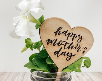 Mother's Day Planter Tag - Wood Plant Tag - Gardening Gift - Gift for Mom - Mothers Day Gift - Garden Stake - Grandma Gift - Flower Pot Tag