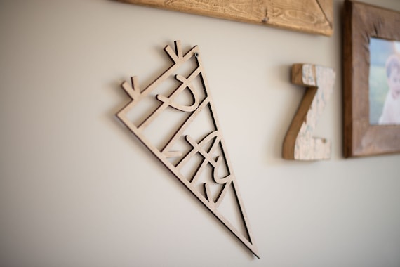 Play Wood Pennant, Vintage Style Playroom Decor, Kids Room Wall Art, Nursery Keepsake Sign, Boho Nursery Wall Decor