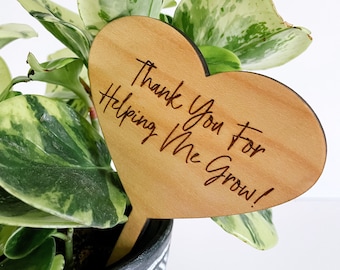 Teacher Appreciation Planter Tag - Wood Plant Tag - End of School Year Gift - Teacher Gift Ideas - Garden Stake - Flower Pot Tag