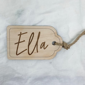 Personalized Stocking Tag, Wooden Christmas Gift Tag, Stocking Name Tag, Customized Stocking Name, Reusable Name Tags, Reusable Gift Tag
