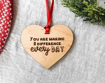 You Are Making A Difference Teacher Christmas Ornament - Teacher Christmas Gift - Appreciation Gift Tag - Teacher Christmas Ornament