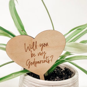 Tag per fioriera "Sarai il mio padrino" - Proposta di padrino - Tag per pianta in legno - Regalo per padrino - Paletto da giardino - Tag per vaso di fiori