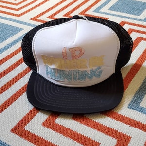 1980&#39;s Novelty Mesh Snap Back Hat // &quot;I&#39;d Rather Be Hunting&quot; // Vintage Accessories // Trucker Hat