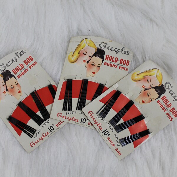 1947 Gayla Bobby Pins // Vintage Accessories // Set of 3