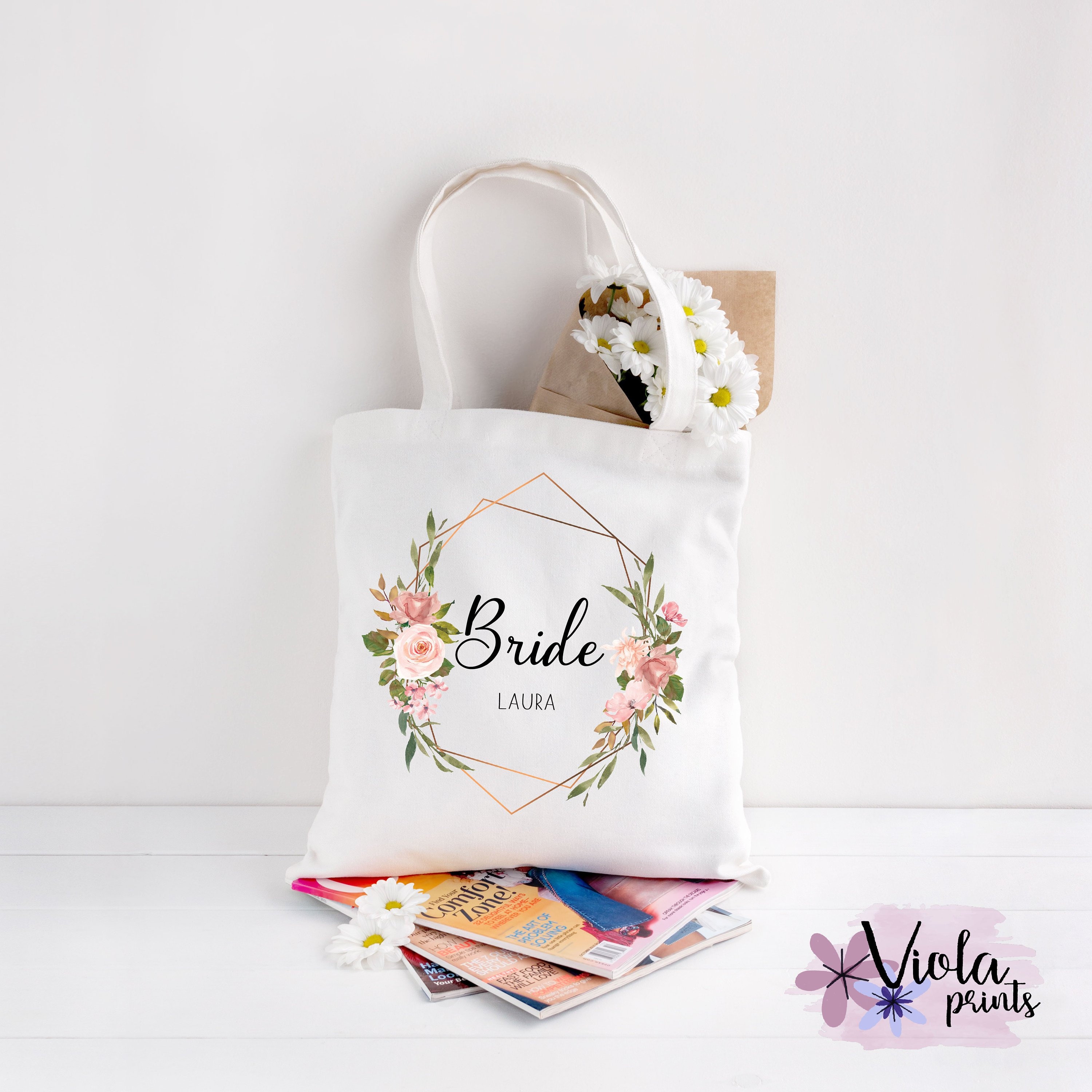 Personalised Bride Tote Bag Bridal Party Gift Bag Personalised Etsy UK