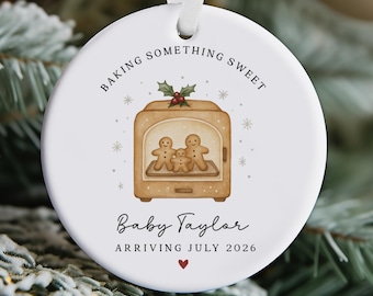 Personalised Baby Announcement Ornament – Baking Something Sweet – Pregnancy Reveal Christmas Keepsake - CD380