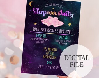 Editable Sleepover Party Template Invitation - Slumber Party Invite - Corjl - Instant Download - Digital Download - Party Invitation