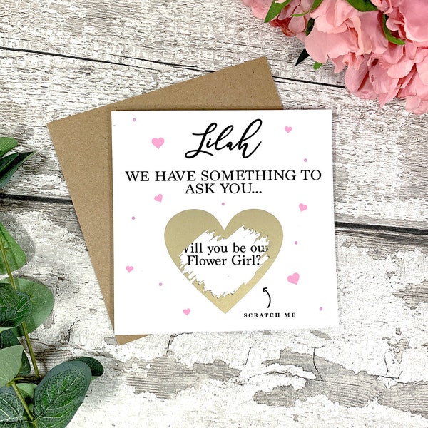 Will You Be Our Flower Girl Surprise Scratch Card - Flower Girl Card - Wedding Cards - Bridesmaid Card