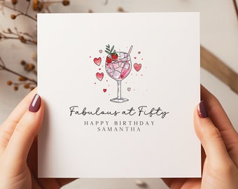 Personalised Fabulous At Fifty Birthday Card - Happy Birthday - 50th Birthday - Card For Her - C1441
