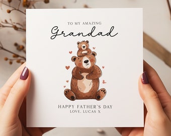 Happy Father's Day Card - Grandad Bear Card - Father's Day Card - Grandad Superhero - Grandad Birthday - C1194