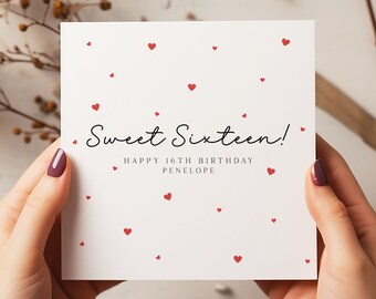 Personalised 16th Birthday Age Card - Happy Birthday - Sweet Sixteen Card - Cute Birthday Card - C1425