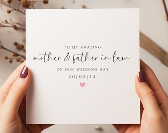 To My In Laws On My Wedding Day Card  - Mother & Father In Law Wedding Card - Wedding Morning Cards - C1510