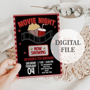 Editable Movie Night Party Template Invitation - Movie Birthday Invite - Corjl - Instant Download - Digital Download - Party Invitation