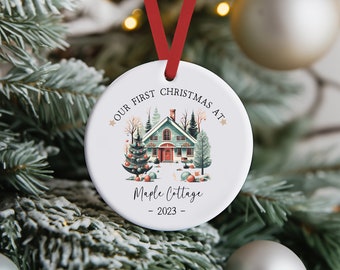 Personalised New Home Ceramic Christmas Decoration - Housewarming Gift - New Home Bauble - First Home Christmas Decoration