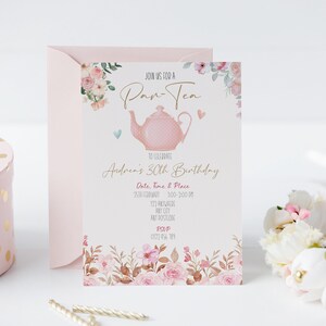 Editable Tea Party Template Invitation - Birthday Party Invite - Corjl - Instant Download - Digital Download - Party Invitation