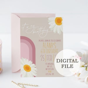 Invitation de modèle de marguerite modifiable - Daisy Invite - Corjl - Téléchargement instantané - Téléchargement numérique - Invitation de fête