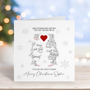 Personalised Penguin Christmas Card - Boyfriend Christmas - Husband Christmas - Wife Card - You Are My Penguin