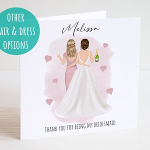 Personalised Thank You Bridesmaid Card  - Bridesmaid Card - Wedding Thank You - Bridesmaid Gift